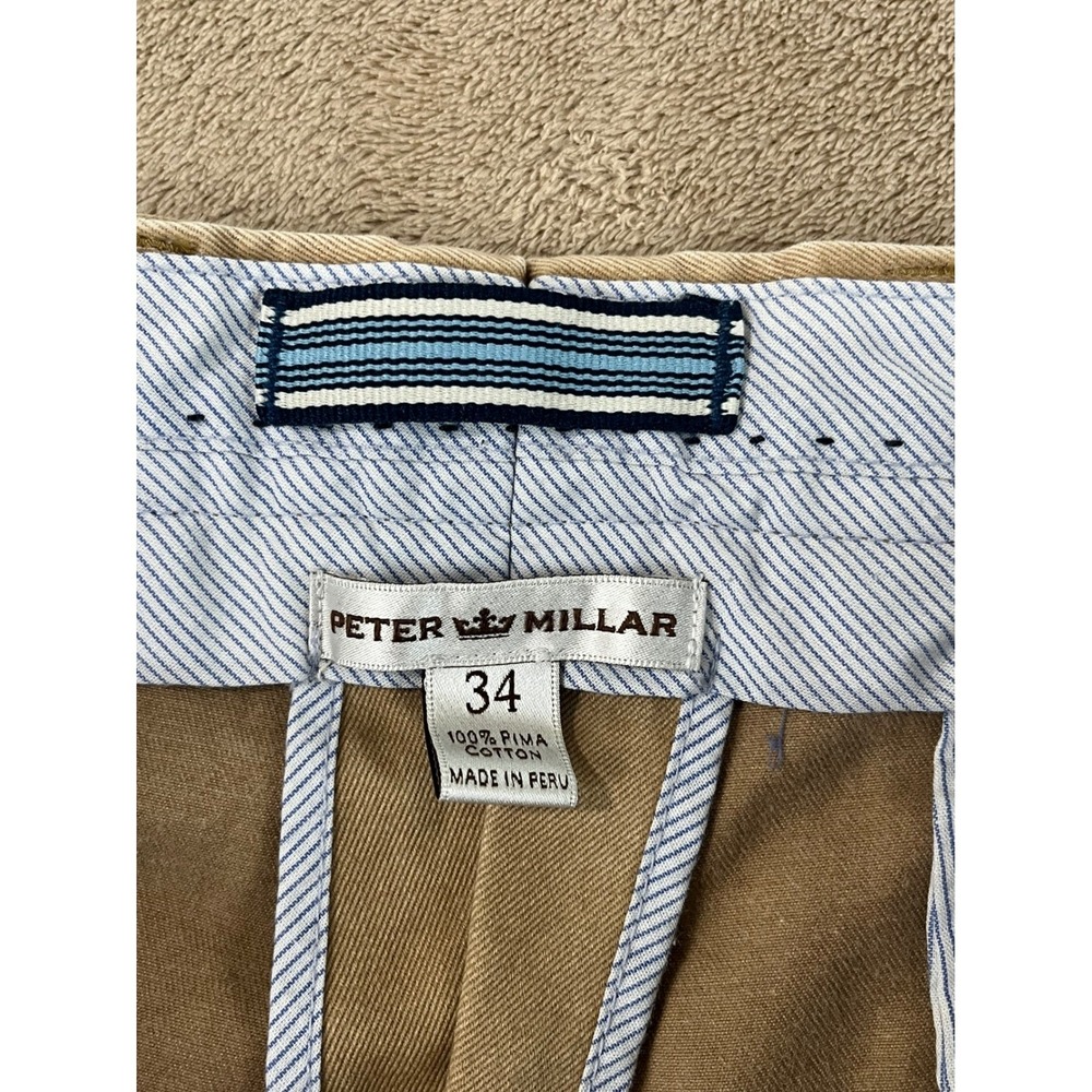 Peter Millar Chino Shorts Men's Size 34 Khaki Pima Cotton Classic Fit EUC - Picture 2 of 8